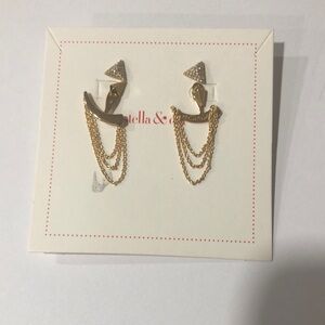Stella & Dot Gold Drape Ear Cascade Chain Earrings